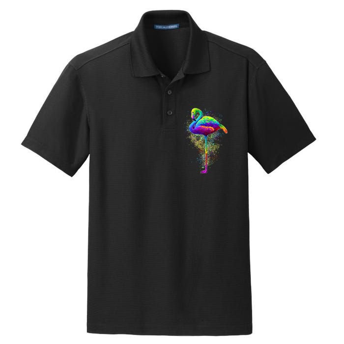 Colorful Pattern Flamingo Dry Zone Grid Polo