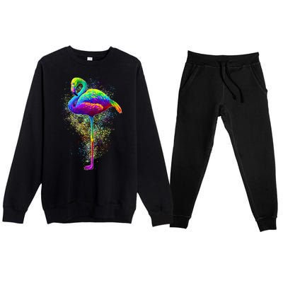 Colorful Pattern Flamingo Premium Crewneck Sweatsuit Set