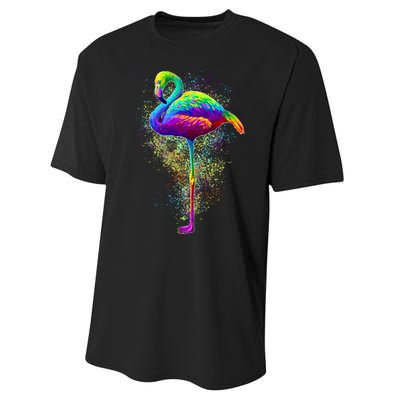 Colorful Pattern Flamingo Performance Sprint T-Shirt