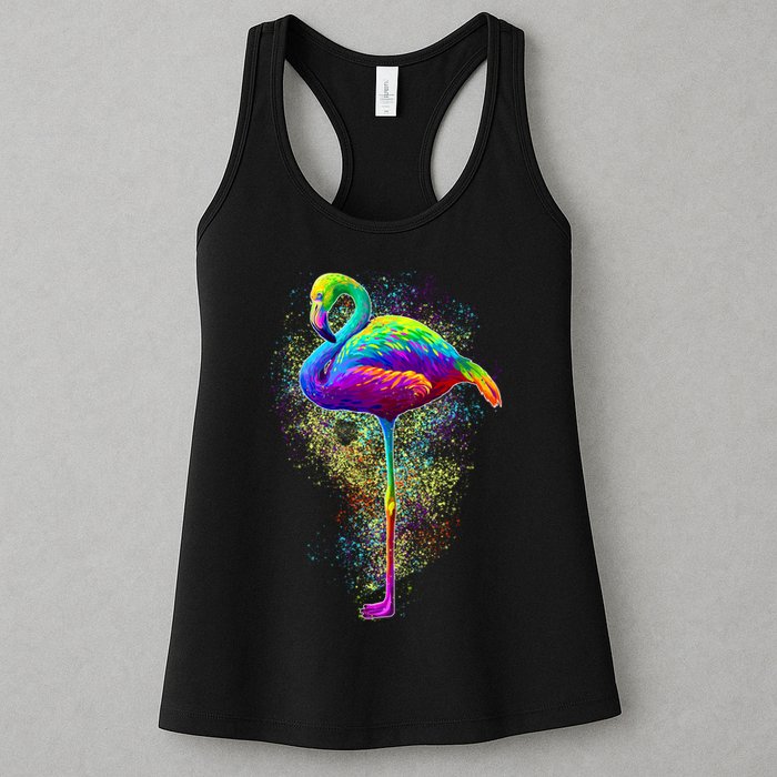 Colorful Pattern Flamingo Womens Tank Top