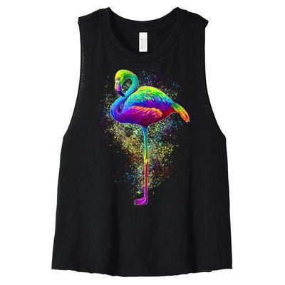 Colorful Pattern Flamingo Women's Racerback Cropped Tank