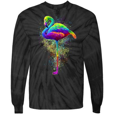 Colorful Pattern Flamingo Tie-Dye Long Sleeve Shirt