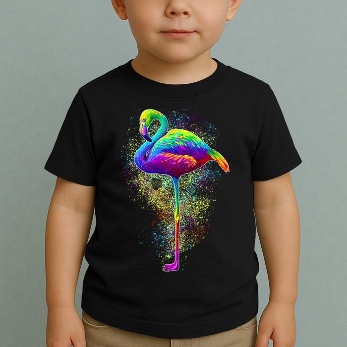 Colorful Pattern Flamingo Toddler T-Shirt