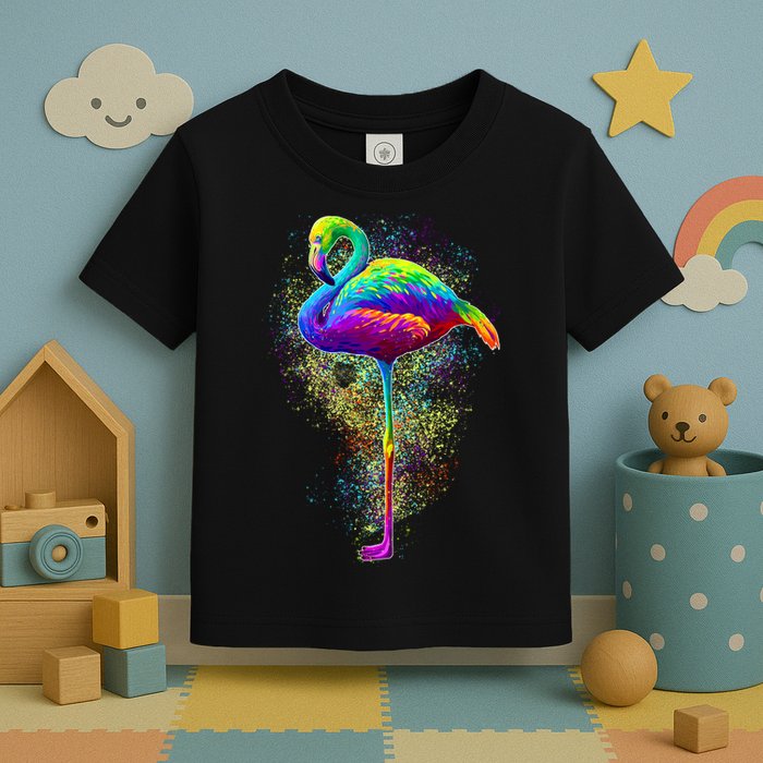 Colorful Pattern Flamingo Toddler T-Shirt