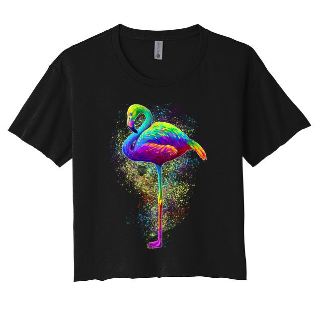 Colorful Pattern Flamingo Crop Top
