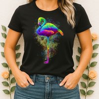 Colorful Pattern Flamingo Womens T-Shirt