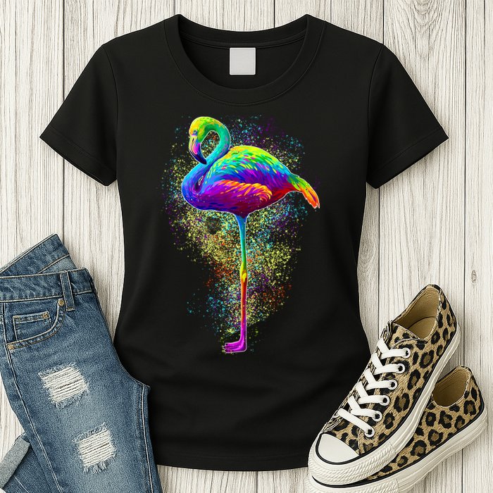 Colorful Pattern Flamingo Womens T-Shirt