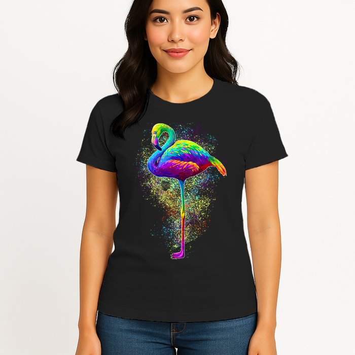 Colorful Pattern Flamingo Womens T-Shirt