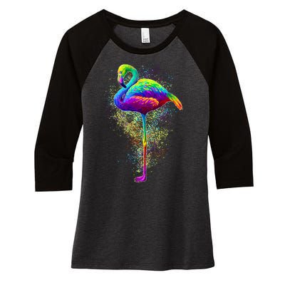 Colorful Pattern Flamingo Women's Tri-Blend 3/4-Sleeve Raglan Shirt