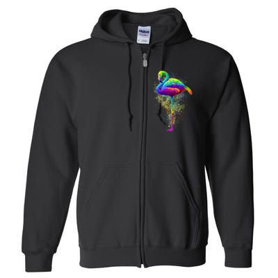 Colorful Pattern Flamingo Full Zip Hoodie