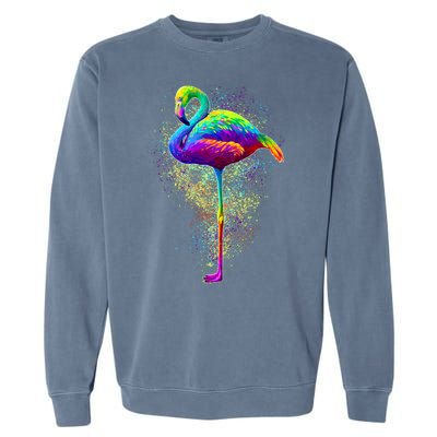 Colorful Pattern Flamingo Garment-Dyed Sweatshirt