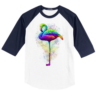 Colorful Pattern Flamingo Baseball Sleeve Shirt