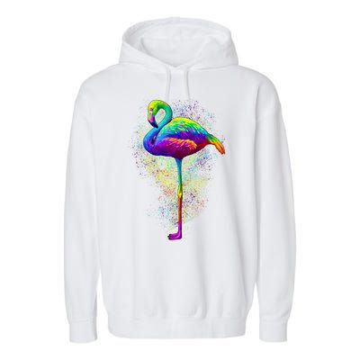 Colorful Pattern Flamingo Garment-Dyed Fleece Hoodie