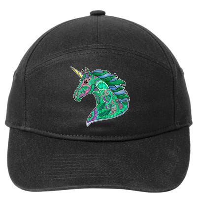 Colorful Pattern Unicorn 7-Panel Snapback Hat