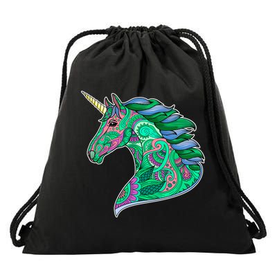 Colorful Pattern Unicorn Drawstring Bag