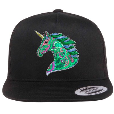 Colorful Pattern Unicorn Flatbill Hat