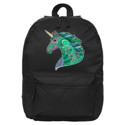 Colorful Pattern Unicorn 16 in Basic Backpack