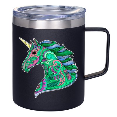 Colorful Pattern Unicorn 12oz Stainless Steel Coffee Mug