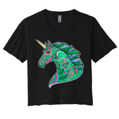 Colorful Pattern Unicorn Crop Top