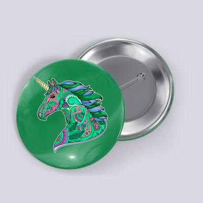 Colorful Pattern Unicorn Button