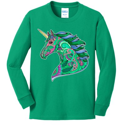 Colorful Pattern Unicorn Kids Long Sleeve Shirt
