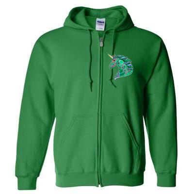 Colorful Pattern Unicorn Full Zip Hoodie