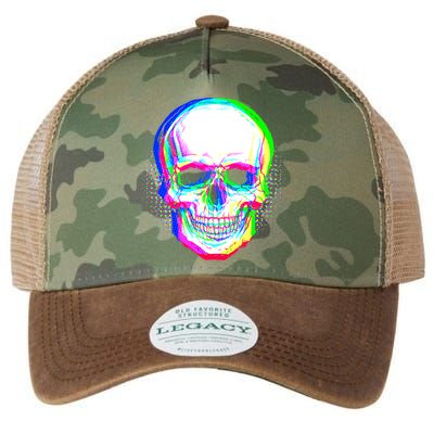 Colorful Pixelated Skull  Legacy Tie Dye Trucker Hat