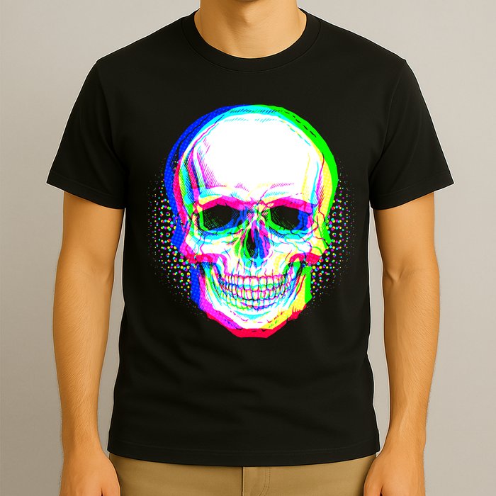 Colorful Pixelated Skull  T-Shirt