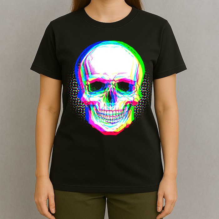 Colorful Pixelated Skull  T-Shirt