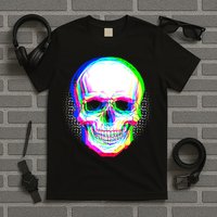 Colorful Pixelated Skull  T-Shirt
