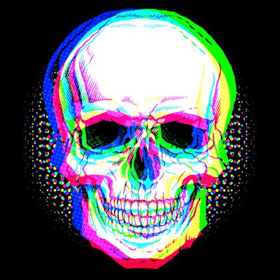 Colorful Pixelated Skull  T-Shirt