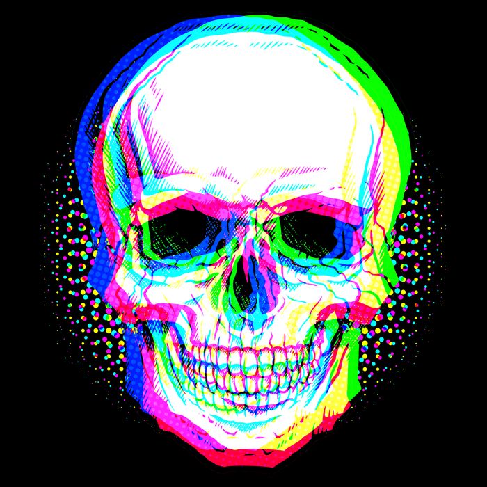 Colorful Pixelated Skull  T-Shirt