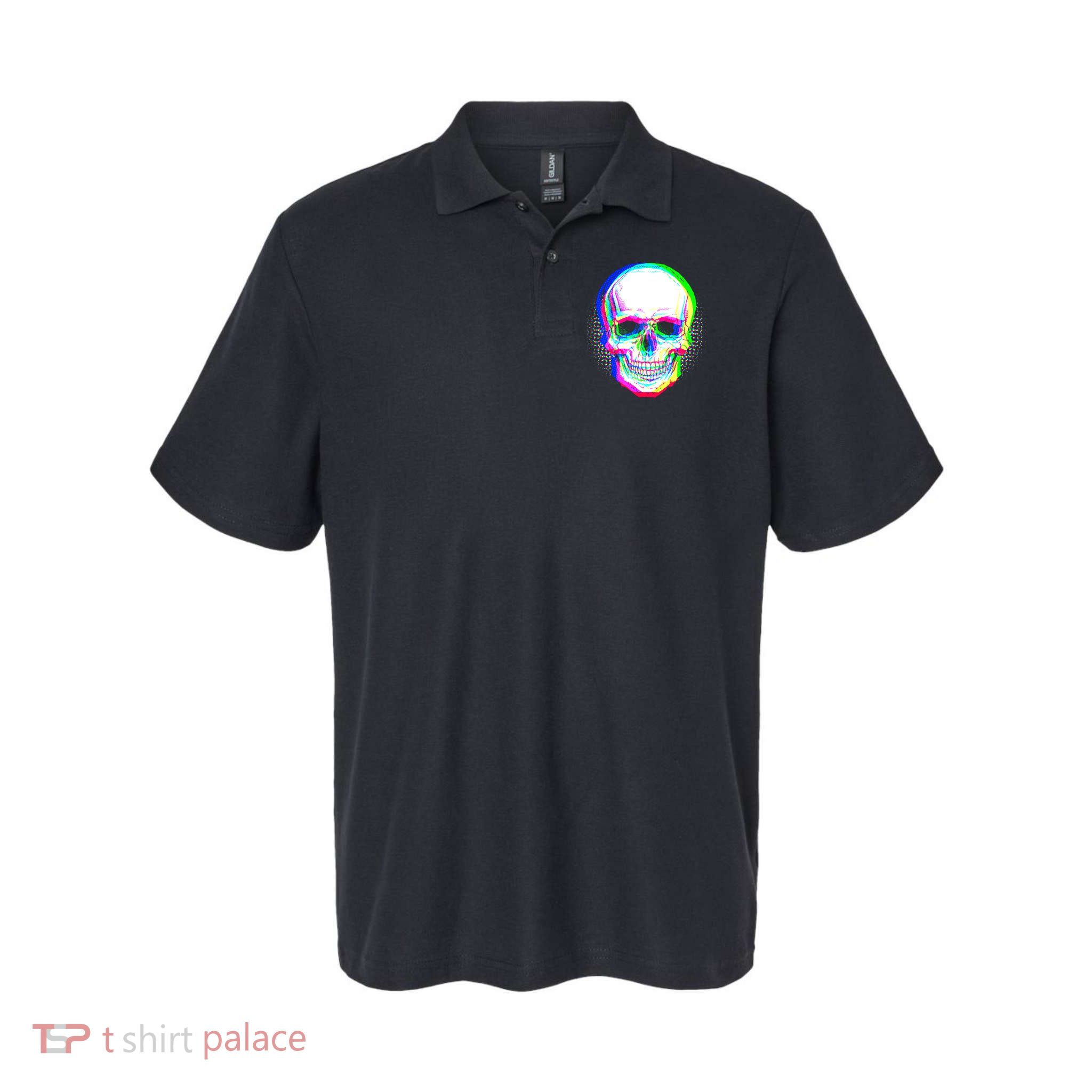 Colorful Pixelated Skull  Polo