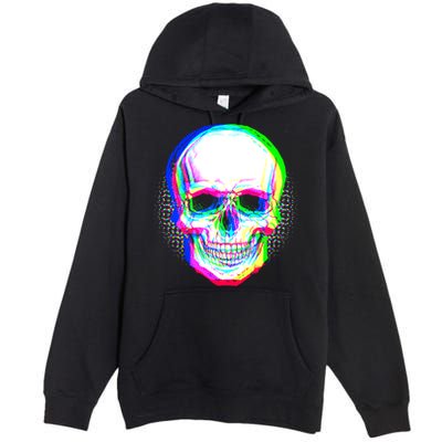 Colorful Pixelated Skull  Premium Pullover Hoodie