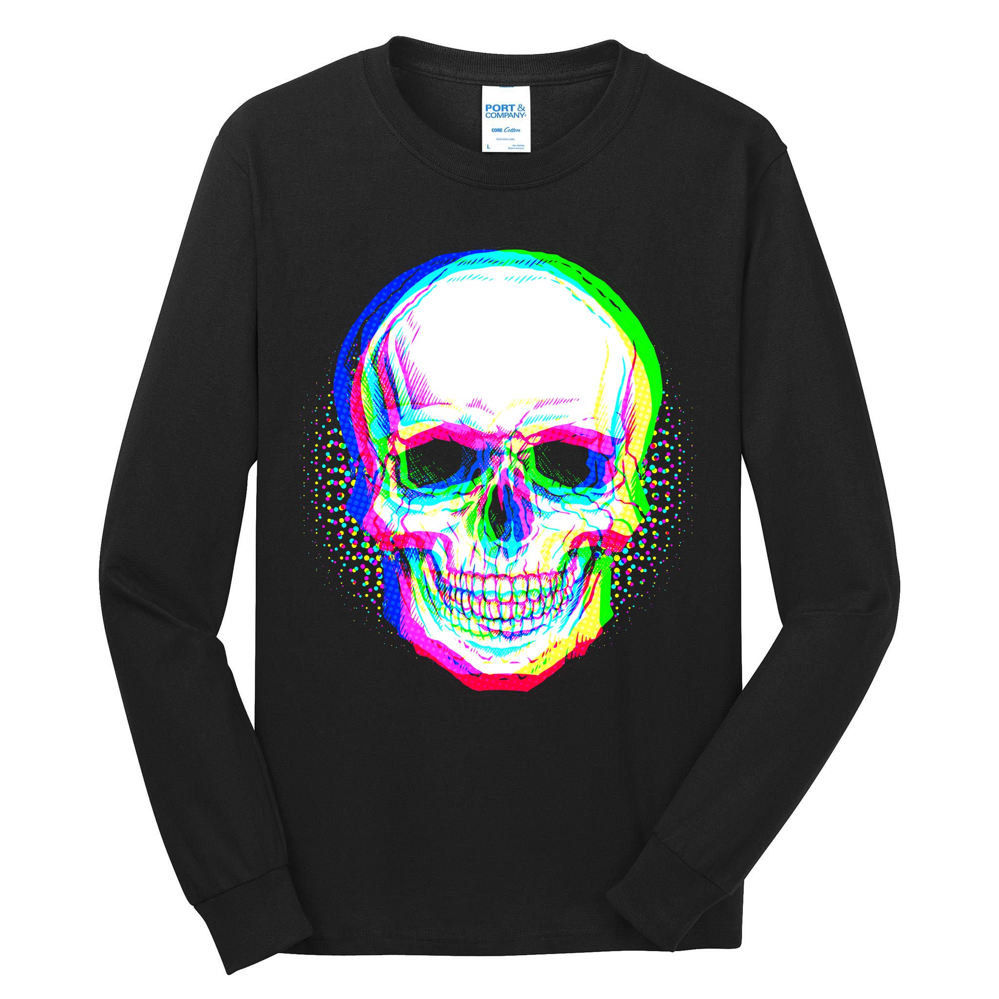 Colorful Pixelated Skull  Tall Long Sleeve T-Shirt