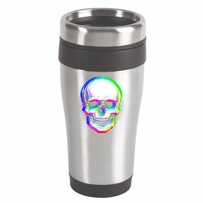 Colorful Pixelated Skull  16oz Travel Tumbler
