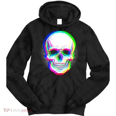 Colorful Pixelated Skull  Tie Dye Hoodie
