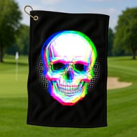 Colorful Pixelated Skull  Golf Towel