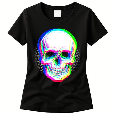Colorful Pixelated Skull  Womens T-Shirt
