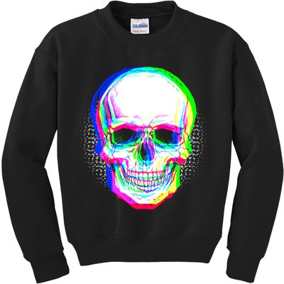 Colorful Pixelated Skull  Kids Sweatshirt