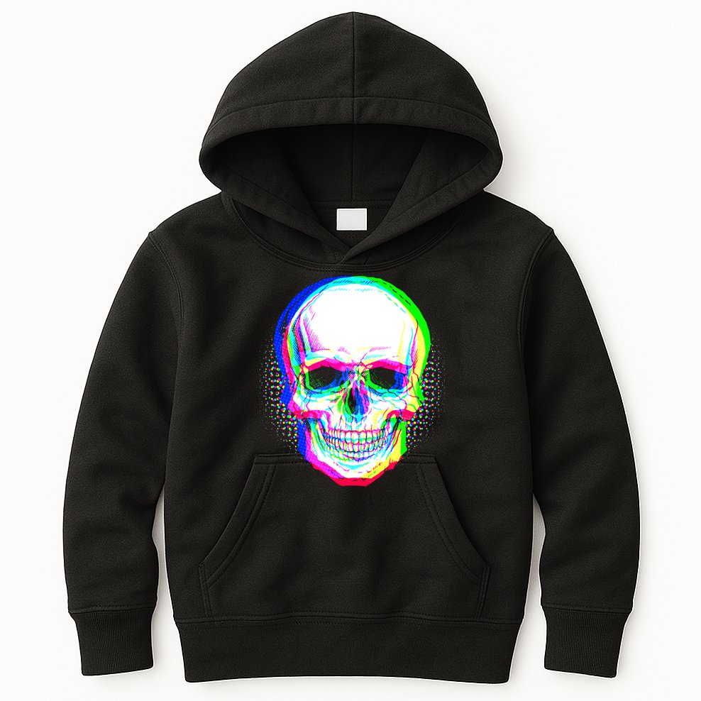 Colorful Pixelated Skull  Kids Hoodie