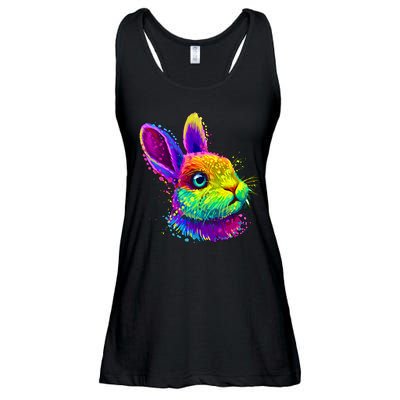 Colorful Rabbit Bunny Art Ladies Essential Flowy Tank