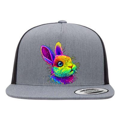 Colorful Rabbit Bunny Art Flat Bill Trucker Hat