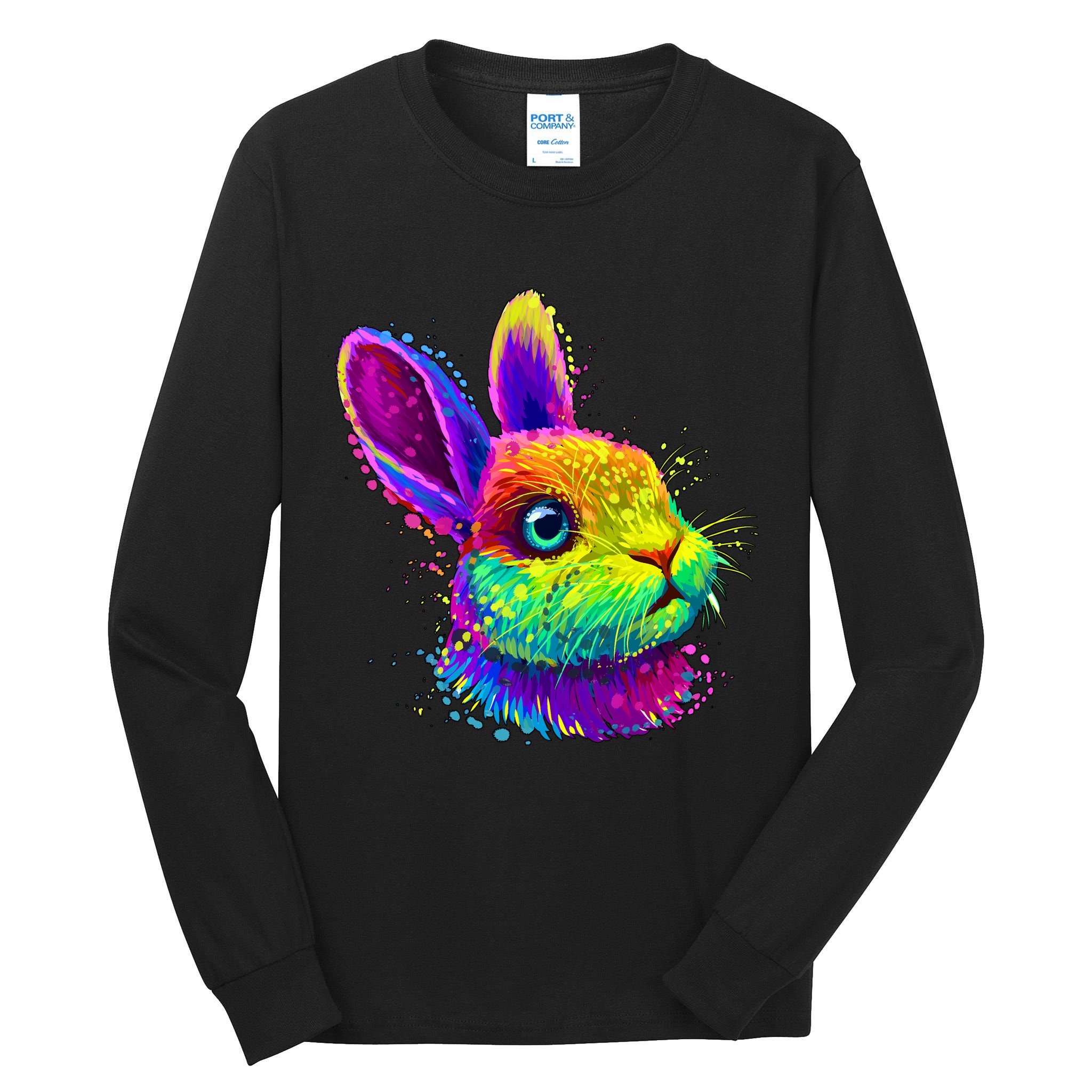 Colorful Rabbit Bunny Art Tall Long Sleeve T-Shirt