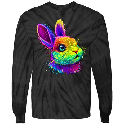 Colorful Rabbit Bunny Art Tie-Dye Long Sleeve Shirt