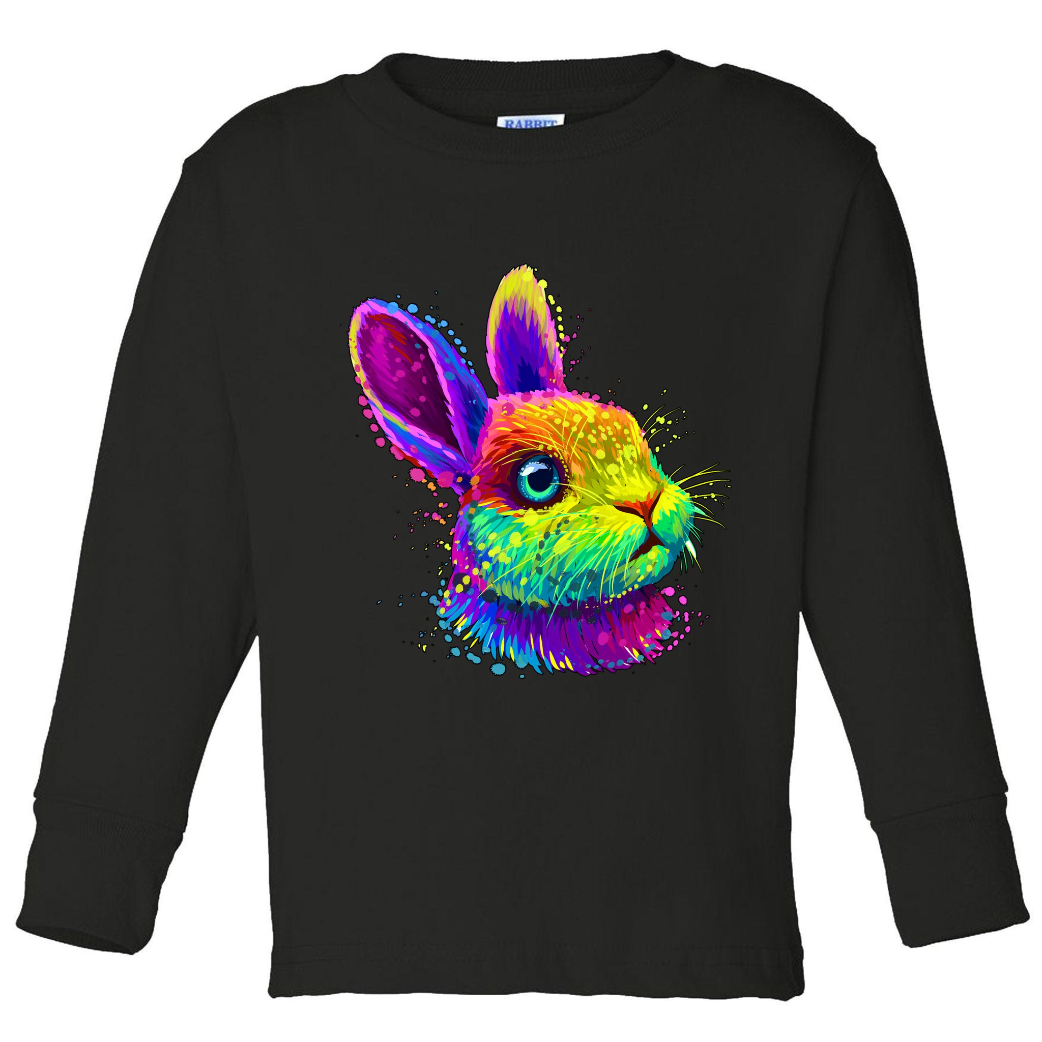 Colorful Rabbit Bunny Art Toddler Long Sleeve Shirt