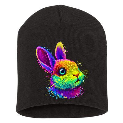 Colorful Rabbit Bunny Art Short Acrylic Beanie