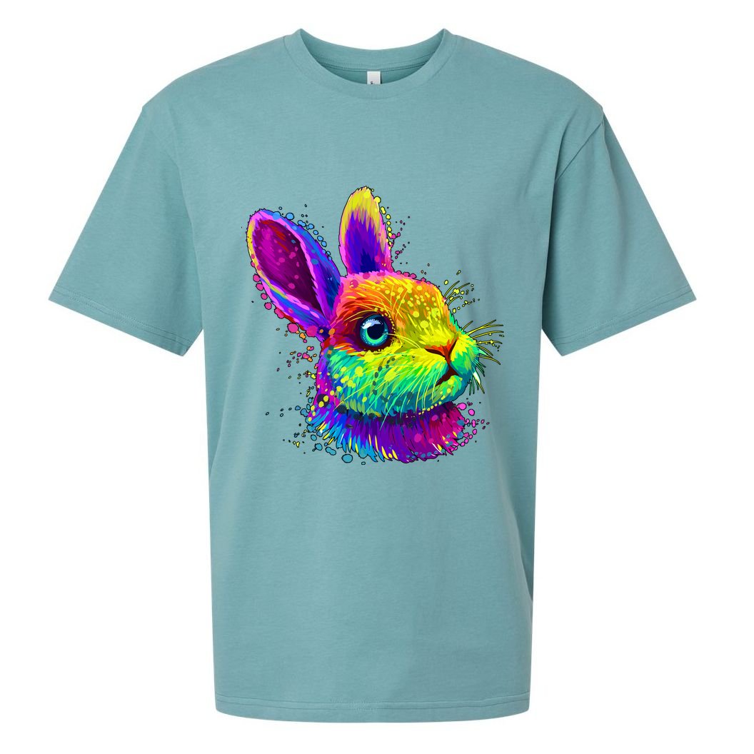 Colorful Rabbit Bunny Art Sueded Cloud Jersey T-Shirt
