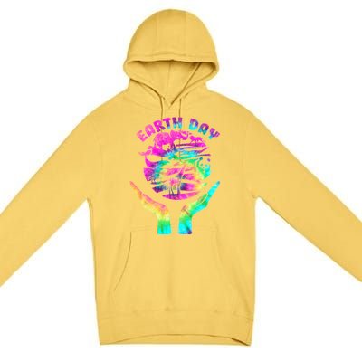 Colorful Retro Earth Day Animals Premium Pullover Hoodie