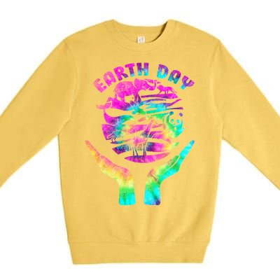 Colorful Retro Earth Day Animals Premium Crewneck Sweatshirt